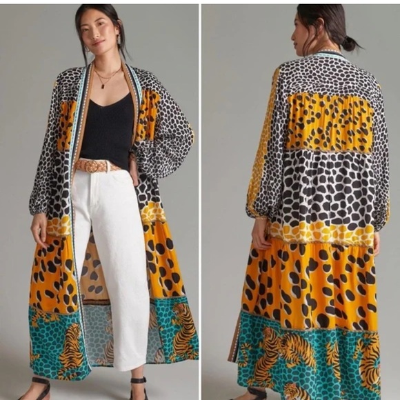 Anthropologie Animal Print Long Kimono - Picture 1 of 5
